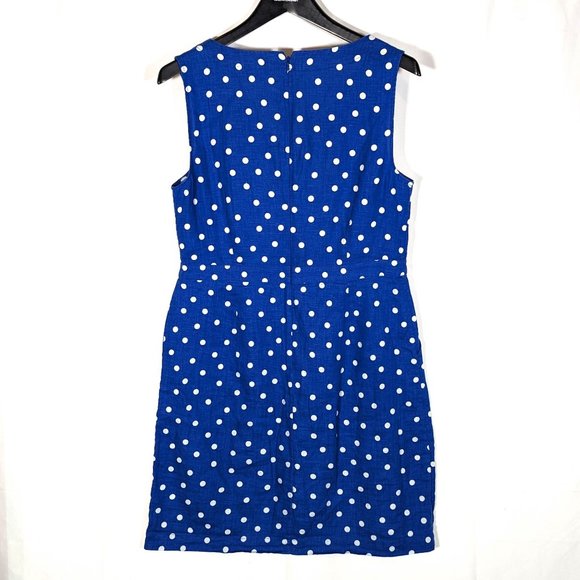 Boden Rae 100% Linen Polka Dot Sheath Dress Size 8 Long Sleeveless Retro Midi - Picture 8 of 10